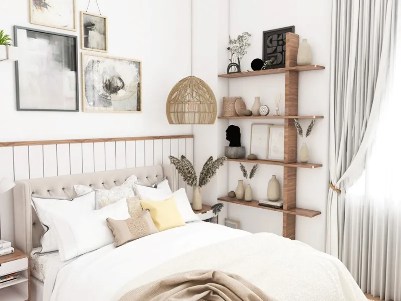 Góc nhỏ tinh tế trong phòng ngủ Hàn Quốc, kết hợp nội thất gỗ và phụ kiện decor ấm áp